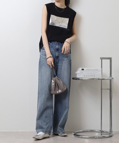 A.N.L（エーエヌエル　レーベル）の「A.N.L 箔プリントタンクトップ ノースリーブトップス（Tシャツ/カットソー・レディース・オフホワイト/モカ/ブラック・38）」の11枚目の写真