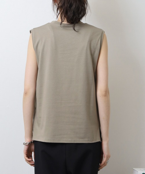 A.N.L（エーエヌエル　レーベル）の「A.N.L 箔プリントタンクトップ ノースリーブトップス（Tシャツ/カットソー・レディース・オフホワイト/モカ/ブラック・38）」の18枚目の写真
