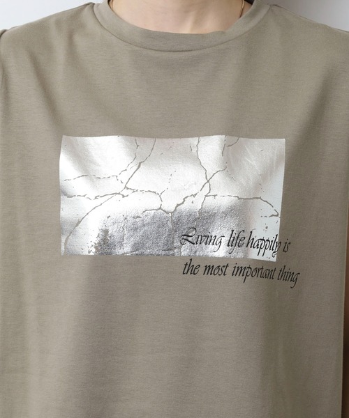 A.N.L（エーエヌエル　レーベル）の「A.N.L 箔プリントタンクトップ ノースリーブトップス（Tシャツ/カットソー・レディース・オフホワイト/モカ/ブラック・38）」の19枚目の写真