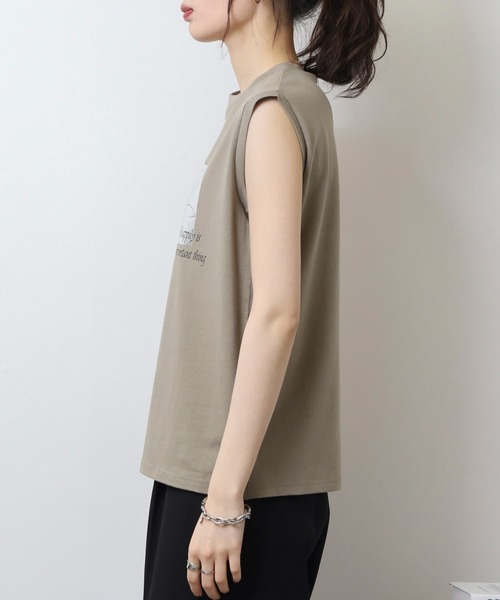 A.N.L（エーエヌエル　レーベル）の「A.N.L 箔プリントタンクトップ ノースリーブトップス（Tシャツ/カットソー・レディース・オフホワイト/モカ/ブラック・38）」の17枚目の写真