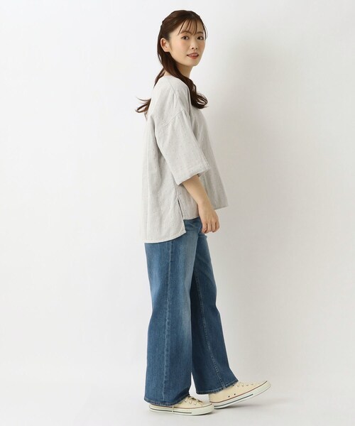 one'sterrace(ワンズテラス)の「コットンWガーゼ ドット柄5分袖ブラウス(シャツ/ブラウス・レディース・アイボリー系8/ブラック系8/ネイビー系5・02)」の13枚目の写真