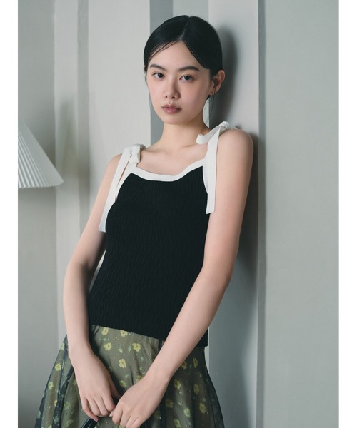 フレイアイディー　ショルダーリボンニットプルオーバー／ウォッシャブル FRAY I.D（フレイアイディー）の「ショルダーリボンニットプル