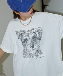 PUBLUX（パブリュクス）の「PUBLUX/パブリュクス 手書き風 ドッグ アート Tシャツ　限定展開（Tシャツ/カットソー・レディース）」