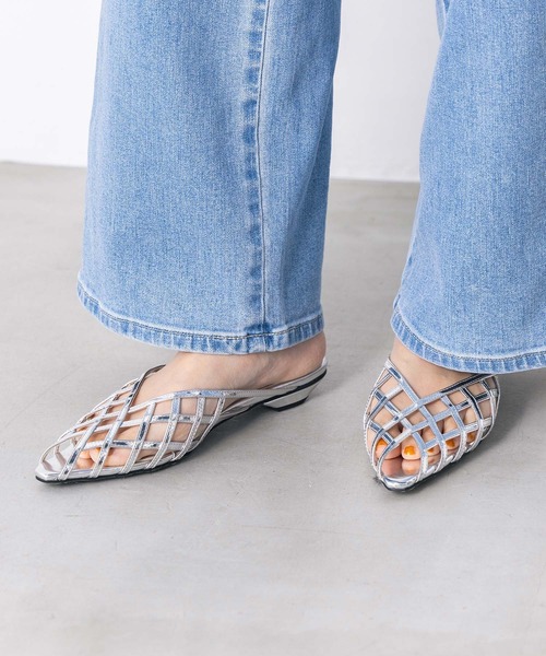 グレディブリリアン　メッシュフラットミュール　シルバー　Мサイズ Gready Brilliant｜メッシュフラットミュール | Rakuten Fashion
