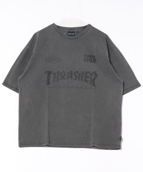 THRASHER(スラッシャー)の「GAME LOGO S/S PIGMENT T-SHIRTS / スラッシャーゲームロゴピグメント半袖T-シャツ(Tシャツ/カットソー・メンズ・ブラック×イエロー/ブラック×ホワイト/ブラック×ブラック・MEDIUM/LARGE/X-LARGE)」の1枚目の写真