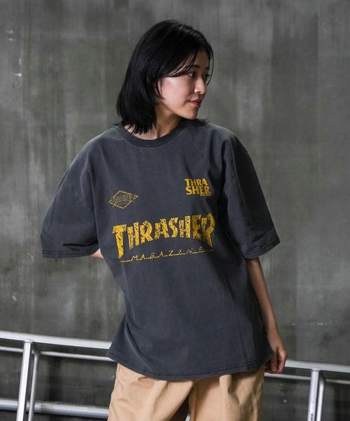 THRASHER(スラッシャー)の「GAME LOGO S/S PIGMENT T-SHIRTS / スラッシャーゲームロゴピグメント半袖T-シャツ(Tシャツ/カットソー・メンズ・ブラック×イエロー/ブラック×ホワイト/ブラック×ブラック・MEDIUM/LARGE/X-LARGE)」の6枚目の写真