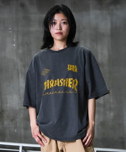 THRASHER(スラッシャー)の「GAME LOGO S/S PIGMENT T-SHIRTS / スラッシャーゲームロゴピグメント半袖T-シャツ(Tシャツ/カットソー・メンズ・ブラック×イエロー/ブラック×ホワイト/ブラック×ブラック・MEDIUM/LARGE/X-LARGE)」の7枚目の写真