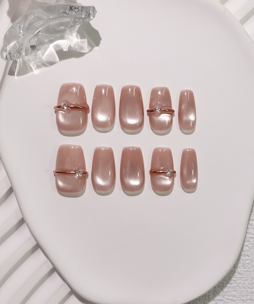 Anail（エーネイル）の「3D水光ネイルリングネイルシアーコーラルピンクマグネットスクエアネイルチップ（ネイルシール/ネイルチップ・レディース・ピンク・LARGE/MEDIUM/SMALL）」の6枚目の写真