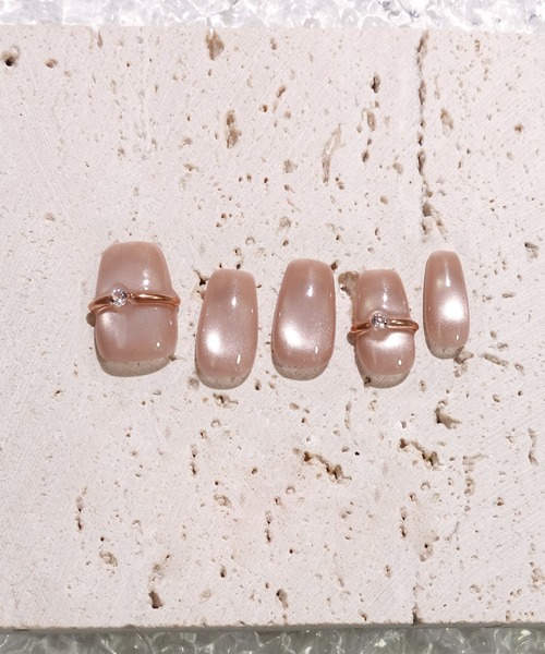 Anail（エーネイル）の「3D水光ネイルリングネイルシアーコーラルピンクマグネットスクエアネイルチップ（ネイルシール/ネイルチップ・レディース・ピンク・LARGE/MEDIUM/SMALL）」の4枚目の写真