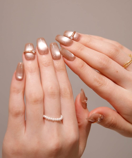 Anail（エーネイル）の「3D水光ネイルリングネイルシアーコーラルピンクマグネットスクエアネイルチップ（ネイルシール/ネイルチップ・レディース・ピンク・LARGE/MEDIUM/SMALL）」の7枚目の写真