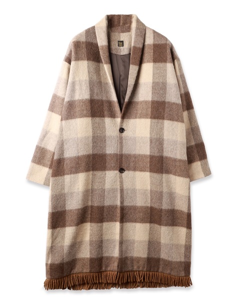 RYU(リュー)の「block plaid fringe coat(チェスターコート・メンズ・ホワイト×ブラック/ベージュ系・2/4/1)」の11枚目の写真