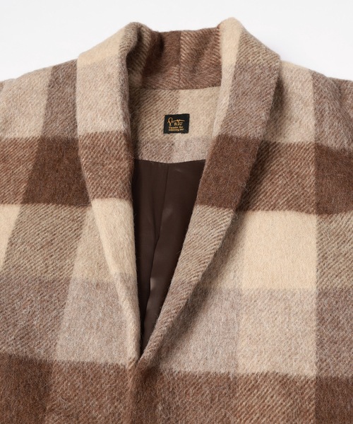 RYU(リュー)の「block plaid fringe coat(チェスターコート・メンズ・ホワイト×ブラック/ベージュ系・2/4/1)」の12枚目の写真