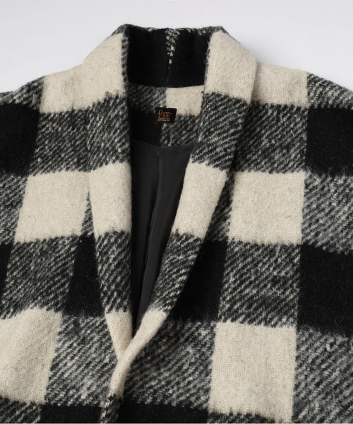 RYU(リュー)の「block plaid fringe coat(チェスターコート・メンズ・ホワイト×ブラック/ベージュ系・2/4/1)」の18枚目の写真
