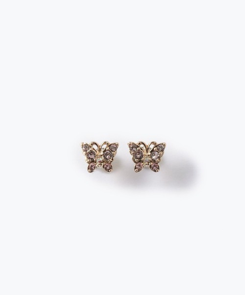 ANNA SUI(アナスイ)の「蝶モチーフピアス(ピアス(両耳用)・レディース・シルバー/ピンク・FREE)」の1枚目の写真