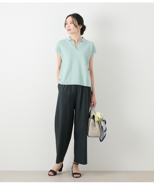 リネン混プレーンウィーブ ドロストイージーパンツ（その他パンツ