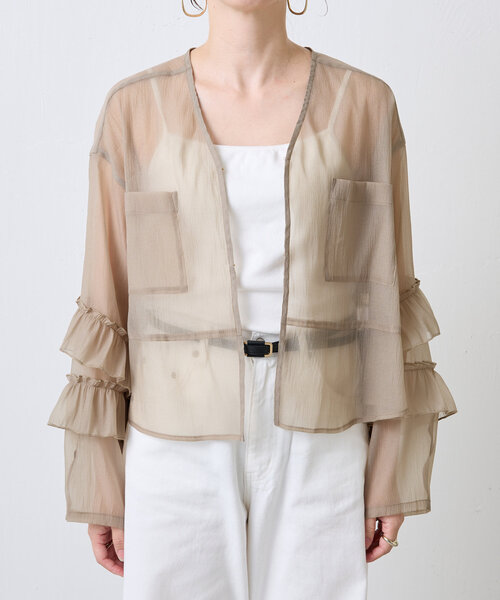 Jena espace merveilleux シアーフリルシャツ Jena espace merveilleux ブラウス シャツ 「ご好評につき再入荷