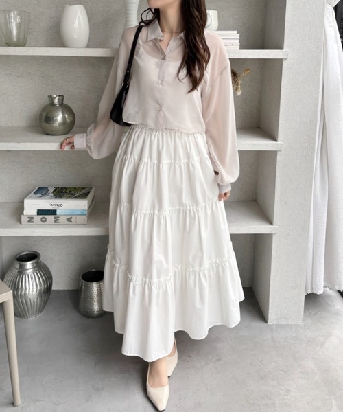 TREOVER(トレオーバー)の「さらりとしたやさしい生地感で暑い日にも◎ シアーショート丈シャツ(シャツ/ブラウス・レディース・オフホワイト/ブラック/ライトピンク/ライトブルー/ライトグレー・FREE)」の15枚目の写真