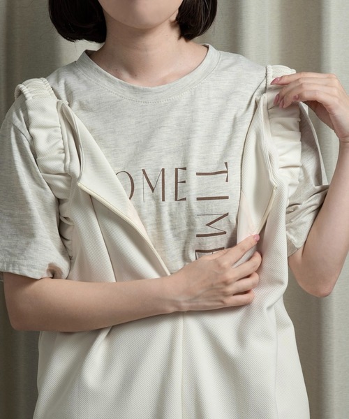 lawgy（ラウジー）の「square logo t shirt / スクエアロゴtシャツ（Tシャツ/カットソー・レディース・チャコール/ホワイト/オートミール・FREE）」の10枚目の写真