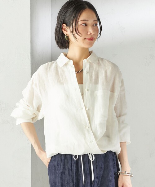 SHIPS（シップス）の「樹脂 フープ イヤリング M（イヤリング・レディース・オリーブ/ナチュラル・ONE SIZE）」の8枚目の写真