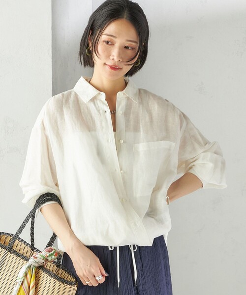 SHIPS（シップス）の「樹脂 フープ イヤリング M（イヤリング・レディース・オリーブ/ナチュラル・ONE SIZE）」の9枚目の写真