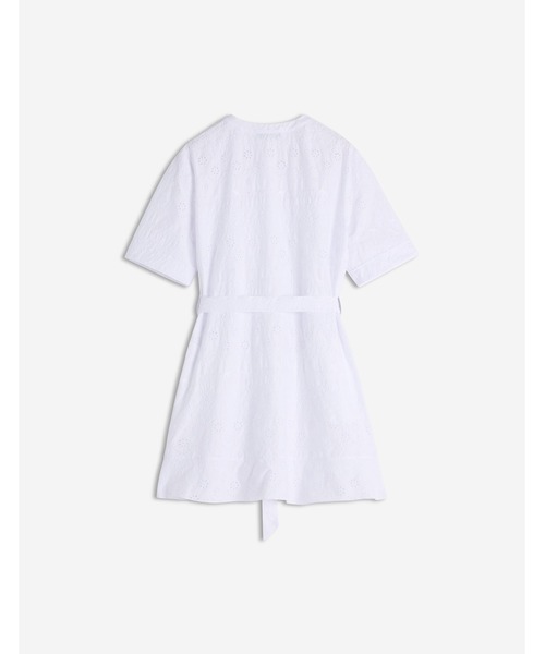 メゾンキツネ  切替ベルトデザイントップスS コットン ワンピース セール】CRAFTED EMBROIDERY MAXI SLEEVE DRESS（ワンピース