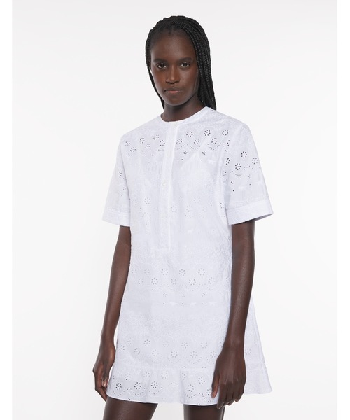 【関税込み】Maison Kitsune ミニドレス セール】BRODERIE ANGLAISE GODET MINI DRESS(ワンピース