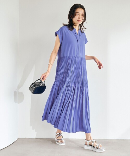 ワッシャー プリーツ ワンピース　新品タグ付き FRAY I.D - ワッシャープリーツフリルカラーワンピース ホワイト