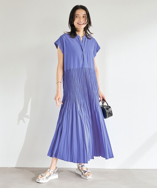 green label relaxing（グリーンレーベルリラクシング）の「［size SHORTあり］ワッシャー プリーツ ワンピース（ワンピース・レディース・ブラック/ライトブルー/モカ・FREE/SHORT）」の12枚目の写真