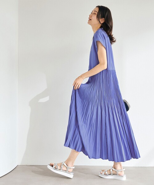 ワッシャー プリーツ ワンピース　新品タグ付き UNITED ARROWS green label relaxing ［size SHORTあり］ワッシャー