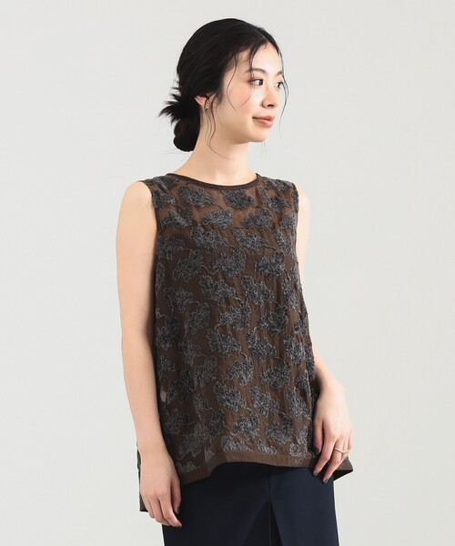 Demi-Luxe BEAMS / モールヤーンフラワーブラウス/ノースリーブブラウス/--/ナイロン/BEG/花柄/64-01-0157-594 モールヤーン フラワー ブラウス（シャツ/ブラウス）｜Demi-Luxe BEAMS