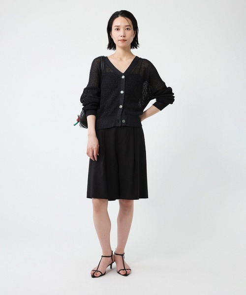 Harrods - ハロッズ Harrods ☆ シルク混 ボレロ 5分袖 ショートカーディガン 黒 3color 】フロントボタンシアーショートカーディガン ／ front