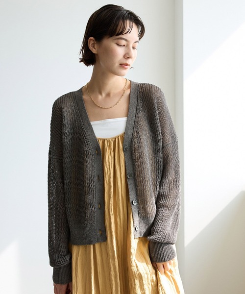 BABYLONE（バビロン）の「ペーパーショートカーディガン（カーディガン/ボレロ・レディース・チャコール/ベージュ/ブラック・フリー）」の4枚目の写真