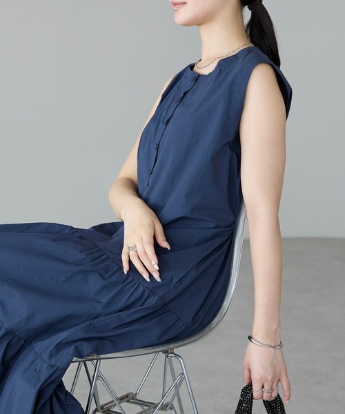 PREFERIR(プレフェリール)の「【洗える Aライン】ティアード ロング ワンピース/ M,Lツーサイズ(ワンピース・レディース・ブラック/グリーン/ネイビー・MEDIUM/LARGE)」の14枚目の写真