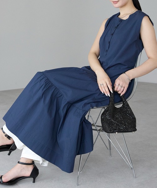 PREFERIR(プレフェリール)の「【洗える Aライン】ティアード ロング ワンピース/ M,Lツーサイズ(ワンピース・レディース・ブラック/グリーン/ネイビー・MEDIUM/LARGE)」の8枚目の写真