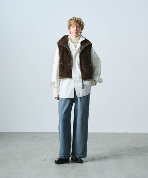 kha:ki(カーキ)の「「KHA:KI / カーキ」STAND COLLAR FUR VEST(ベスト・レディース・ブラウン/ベージュ・1/2)」の3枚目の写真