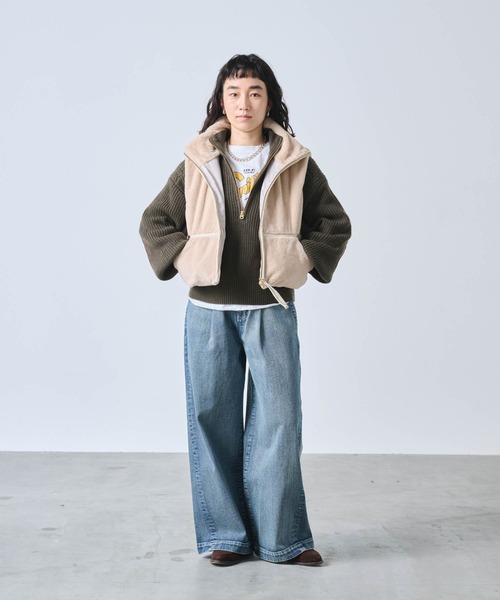 kha:ki(カーキ)の「「KHA:KI / カーキ」STAND COLLAR FUR VEST(ベスト・レディース・ブラウン/ベージュ・1/2)」の11枚目の写真