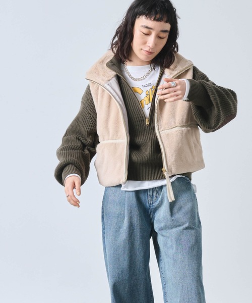 kha:ki(カーキ)の「「KHA:KI / カーキ」STAND COLLAR FUR VEST(ベスト・レディース・ブラウン/ベージュ・1/2)」の14枚目の写真