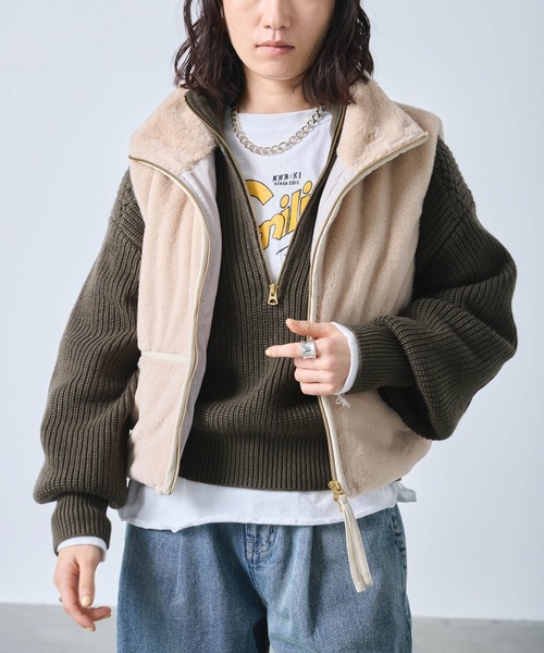 kha:ki(カーキ)の「「KHA:KI / カーキ」STAND COLLAR FUR VEST(ベスト・レディース・ブラウン/ベージュ・1/2)」の15枚目の写真