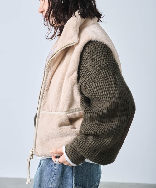 kha:ki(カーキ)の「「KHA:KI / カーキ」STAND COLLAR FUR VEST(ベスト・レディース・ブラウン/ベージュ・1/2)」の16枚目の写真