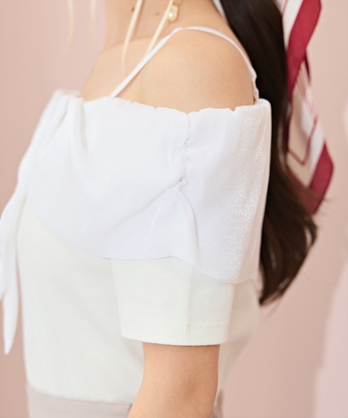 WILLSELECTION（ウィルセレクション）の「ツイストリボンオフショルトップス（Tシャツ/カットソー・レディース・ピンク/オフホワイト/ブラック/ブルー・FREE）」の13枚目の写真