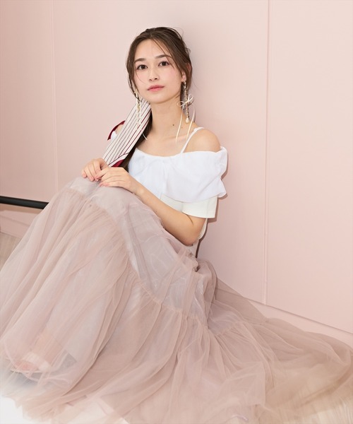 WILLSELECTION（ウィルセレクション）の「ツイストリボンオフショルトップス（Tシャツ/カットソー・レディース・ピンク/オフホワイト/ブラック/ブルー・FREE）」の8枚目の写真