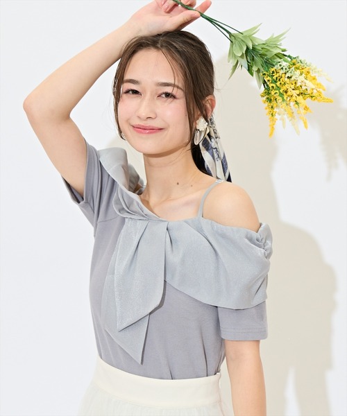 WILLSELECTION（ウィルセレクション）の「ツイストリボンオフショルトップス（Tシャツ/カットソー・レディース・ピンク/オフホワイト/ブラック/ブルー・FREE）」の20枚目の写真