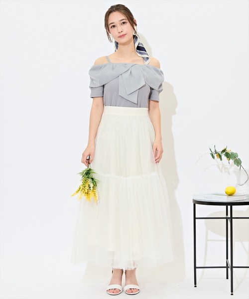 WILLSELECTION（ウィルセレクション）の「ツイストリボンオフショルトップス（Tシャツ/カットソー・レディース・ピンク/オフホワイト/ブラック/ブルー・FREE）」の19枚目の写真