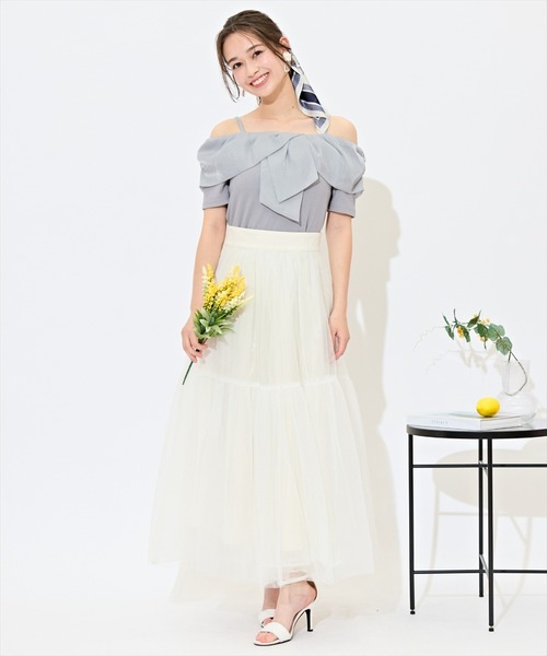 WILLSELECTION（ウィルセレクション）の「ツイストリボンオフショルトップス（Tシャツ/カットソー・レディース・ピンク/オフホワイト/ブラック/ブルー・FREE）」の18枚目の写真