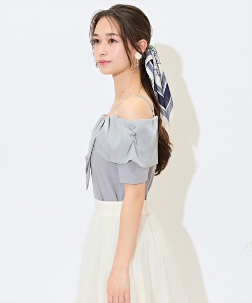 WILLSELECTION（ウィルセレクション）の「ツイストリボンオフショルトップス（Tシャツ/カットソー・レディース・ピンク/オフホワイト/ブラック/ブルー・FREE）」の16枚目の写真