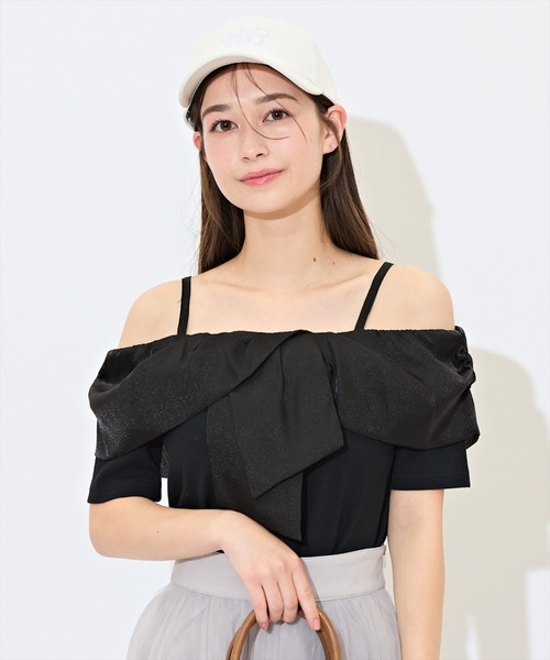 WILLSELECTION（ウィルセレクション）の「ツイストリボンオフショルトップス（Tシャツ/カットソー・レディース・ピンク/オフホワイト/ブラック/ブルー・FREE）」の6枚目の写真
