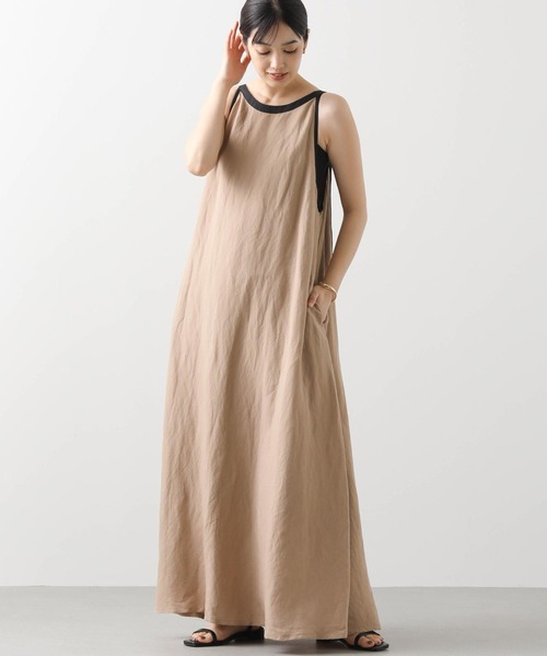 Gready Brilliant（グレディブリリアン）の「リネンアメスリバイカラーワンピ（ワンピース・レディース・ブラック系/ブラック/ブラウン・38）」の3枚目の写真