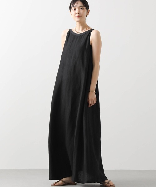 Gready Brilliant（グレディブリリアン）の「リネンアメスリバイカラーワンピ（ワンピース・レディース・ブラック系/ブラック/ブラウン・38）」の2枚目の写真