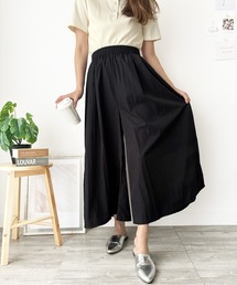 体型カバーも叶う ゆるっと華奢見えも期待◎　ワイドフレアロングパンツ