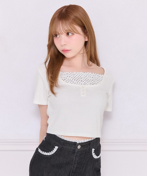 apres jour(アプレジュール)の「アソート柄レイヤード風トップス(Tシャツ/カットソー・レディース・ホワイト系その他/ブルー/ブラック・X-LARGE/フリー)」の13枚目の写真